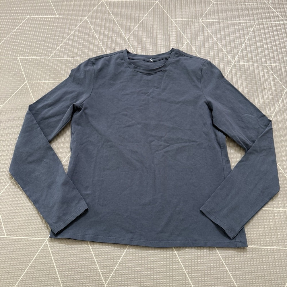 Lululemon Organic‎ Cotton Crewneck Long-Sleeve Shirt XS Gray Blue LW3HS8S
